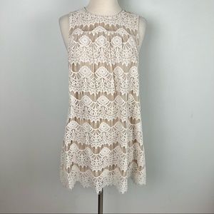 Speechless White Lace Elegant Sleeveless Shift Dress Bridal Shower, Size XS NWT